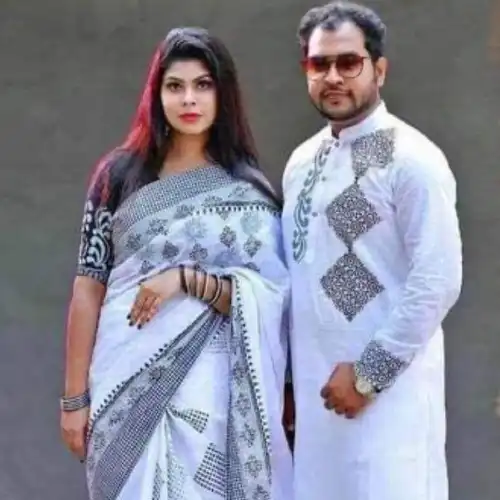 Dhupian Saree + Punjabi (Couple set)